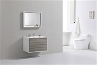 DeLusso 36" Ash Gray Wall Mount Modern Bathroom Vanity