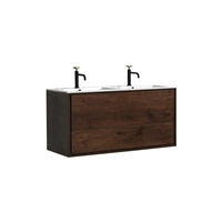 DeLusso 48" Double Sink Rosewood Wall Mount Modern Bathroom Vanity