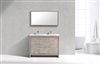 AD648D-NW 48'' KubeBath Dolce Nature Wood Modern Bathroom Vanity with White Quartz Counter-Top - Double Sink