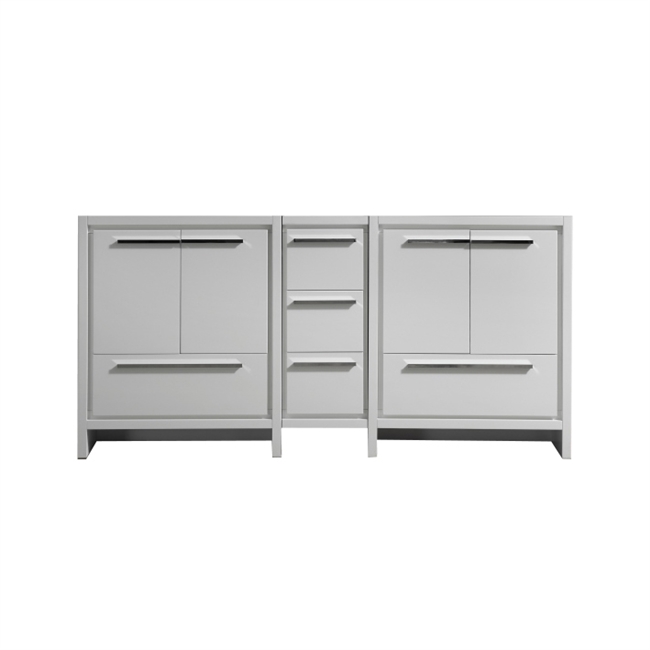 AD672-GW-Cabinet 72'' KubeBath Dolce Double Sink Gloss White Modern Bathroom Cabinet only (no counter top no sink)