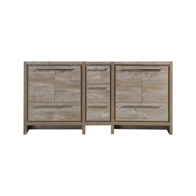 AD672-NW-Cabinet 72'' KubeBath Dolce Double Sink Nature Wood Modern Bathroom Cabinet only (no counter top no sink)