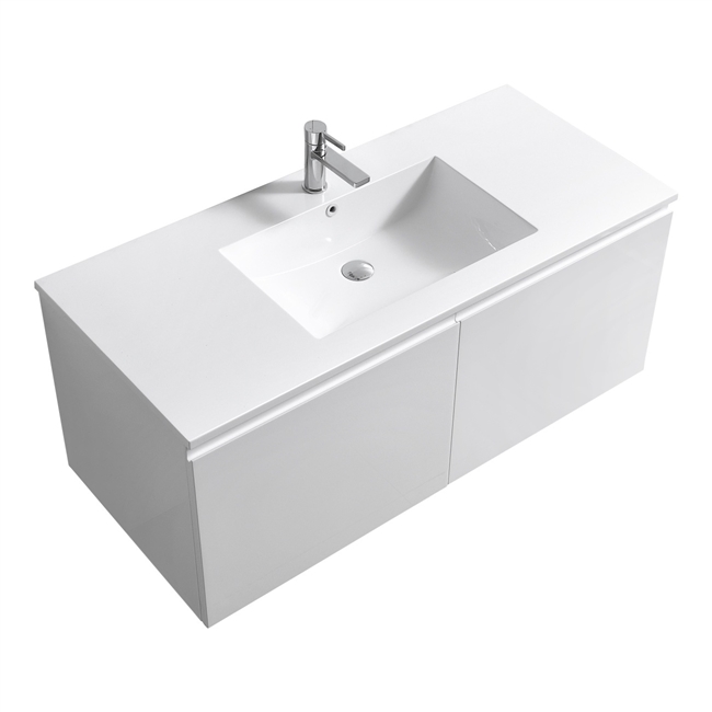 BALLI48S-GW 48'' Balli Single Sink Modern Wall Mount Bathroom Vanity - Gloss White