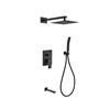 BK-WR200TFHH3V Aqua Piazza Brass Shower Set w/ 8" Square Rain Shower, Tub Filler and Handheld - Black