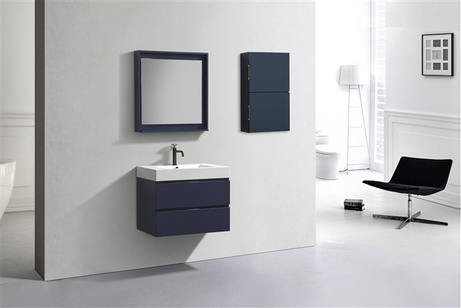 BSL30-Blue Bliss 30" Blue Wood Wall Mount Modern Bathroom Vanity