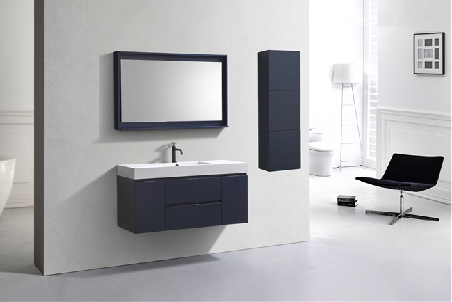 BSL48-Blue Bliss 48" Blue Wall Mount Modern Bathroom Vanity