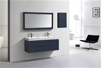 BSL60D-Blue Bliss 60" Blue Wall Mount Double Sink Modern Bathroom Vanity