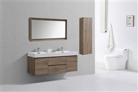 BSL60D-BTN Bliss 60" Butternut Wood Wall Mount Double Sink Modern Bathroom Vanity