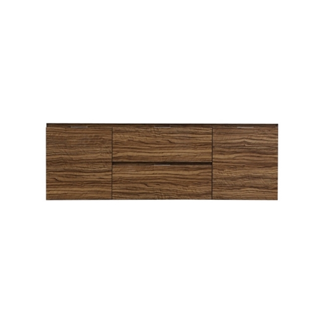 BSL60D-GCN-Cabinet Bliss 60" High Glossy Chestnut Wood Wall Mount Double Sink Modern Bathroom Cabinet only (no counter top no sink)