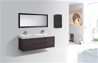 BSL60D-GO Bliss 60" Gray Oak Wood Wall Mount Double Sink Modern Bathroom Vanity