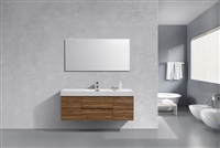 BSL60S-GCN Bliss 60" High Glossy Chestnut Wall Mount Single Sink Modern Bathroom Vanity-