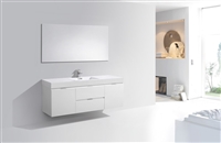 BSL60S-GW Bliss 60" Gloss White Wall Mount Single Sink Modern Bathroom Vanity-