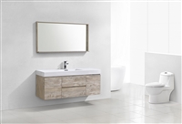 BSL60S-NW Bliss 60" Nature Wood Wall Mount Single Sink Modern Bathroom Vanity-