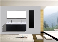 BSL72-BK Bliss 72" Black Wood Wall Mount Double Sink Modern Bathroom Vanity