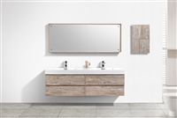 BSL72-NW Bliss 72" Nature Wood Wall Mount Double Sink Modern Bathroom Vanity