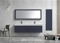 BSL80-BLUE Bliss 80" Blue Wall Mount Double Sink Modern Bathroom Vanity