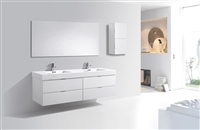 BSL80-GW Bliss 80" Gloss White Wall Mount Double Sink Modern Bathroom Vanity