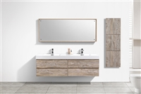 BSL80-NW Bliss 80" Nature Wood Wall Mount Double Sink Modern Bathroom Vanity