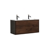 DL48D-RW DeLusso 48" Double Sink Rosewood Wall Mount Modern Bathroom Vanity