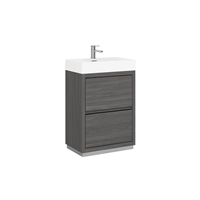 FMB24-VAG Bliss 24" Vulcan Ash Grey Floor Mount Modern Bathroom Vanity