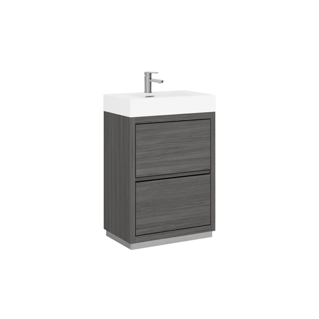 FMB24-VAG Bliss 24" Vulcan Ash Grey Floor Mount Modern Bathroom Vanity