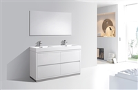 FMB60D-GW Bliss 60" Gloss White Floor Mount Modern Bathroom Vanity - Double Sink