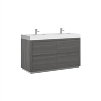 FMB60D-VAG Bliss 60" Vulcan Ash Grey Floor Mount Modern Bathroom Vanity - Double Sink