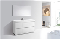 FMB60S-GW Bliss 60" Gloss White Floor Mount Modern Bathroom Vanity - Single Sink-