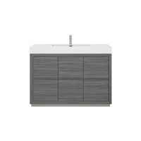 FMB60S-VAG Bliss 60" Vulcan Ash Grey Floor Mount Modern Bathroom Vanity - Single Sink