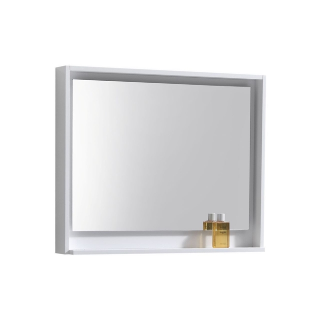 KB36HGW-M 36" Wide Mirror w/ Shelf - Gloss White |