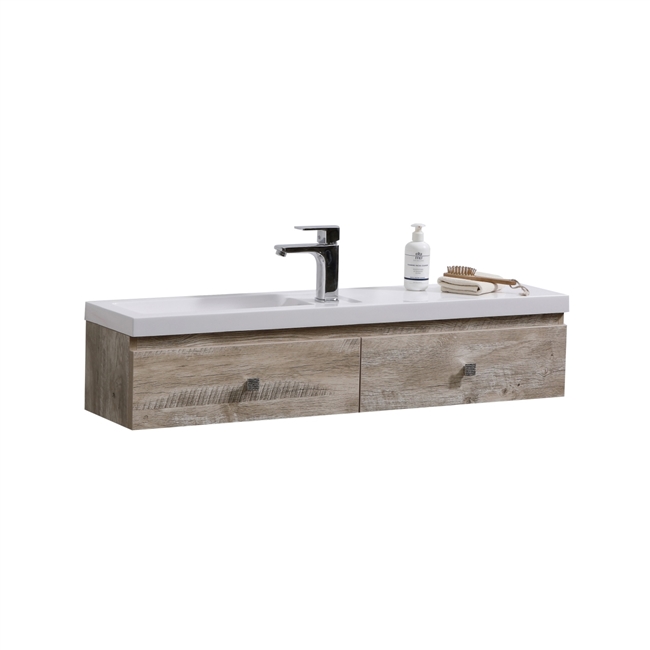 KE1100-NW KUBE ELISE 44â€³ Nature Wood Wall Mount Modern Bathroom Vanity