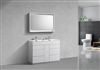 KFM48D-GW 48" Milano Gloss White Floor Mount Modern Bathroom Vanity - Double Sink