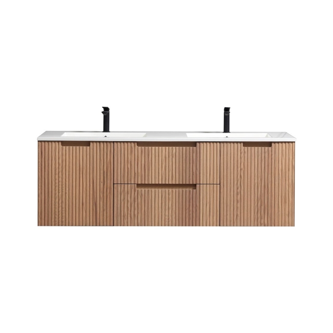 60â€ Fiore Modern Wall Mount Double Sink Bathroom Vanity â€“ Oakwood