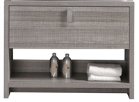 L1000HGASH-cabinet Levi 40" Ash Gray Modern Bathroom cabinet (no counter top no sink) w/ Cubby Hole