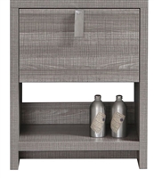 L600HGASH-cabinet Levi 24" Ash Gray Modern Bathroom cabinet (no counter top no sink) w/ Cubby Hole