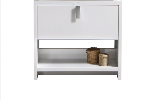 L750GW-cabinet Levi 30" Gloss White Modern Bathroom cabinet (no counter top no sink) w/ Cubby Hole