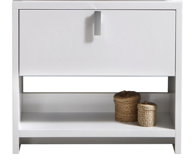 L800GW-cabinet Levi 32" Gloss White Modern Bathroom cabinet (no counter top no sink) w/ Cubby Hole