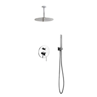 RCR12HH2V-CH Aqua Rondo Shower Set w/ Ceiling Mount 12" Rain Shower and Handheld - Chrome