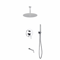 RCR20HHTF3V-CH Aqua Rondo Shower Set w/ Ceiling Mount 20" Rain Shower, Handheld and Tub Filler - Chrome