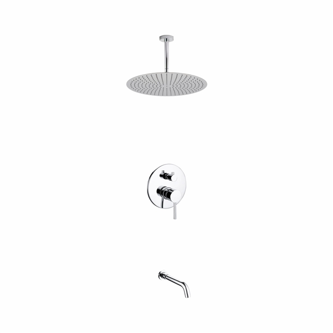 RCR20TF2V-CH Aqua Rondo Shower Set w/ Ceiling Mount 20" Rain Shower and Tub Filler - Chrome