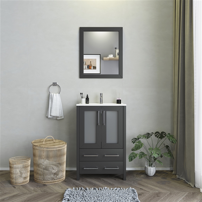 Vanity Art Brescia 24" Single Sink Bathroom Vanity Combo Set - Espresso