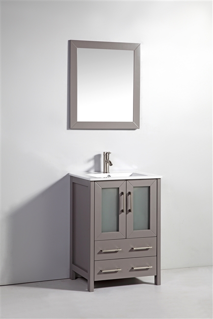 Vanity Art Brescia 24" Single Sink Bathroom Vanity Combo Set - Grey