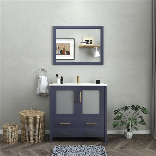 Vanity Art Brescia 36" Single Sink Bathroom Vanity Combo Set - Blue