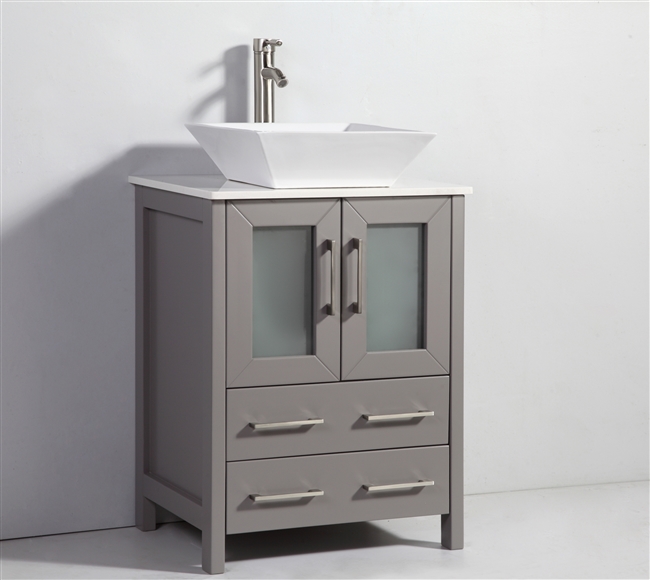 Vanity Art Ravenna 24" Single Sink Bathroom Vanity Combo Set - Grey