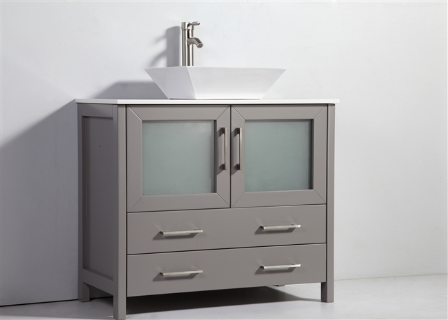 Vanity Art Ravenna 36" Single Sink Bathroom Vanity Combo Set - Grey