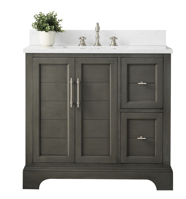 Vanity Art Vannes 36" Single Sink Bathroom Vanity -Silver Grey