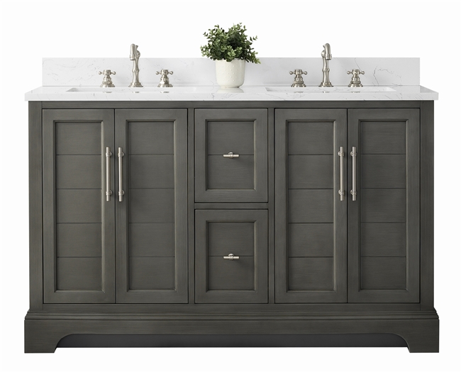 Vanity Art Vannes 54" Double Sink Bathroom Vanity -Silver Grey