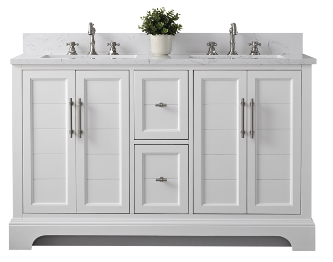 Vanity Art Vannes 54" Double Sink Bathroom Vanity -White