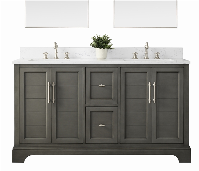 Vanity Art Vannes 60" Double Sink Bathroom Vanity -Silver Grey