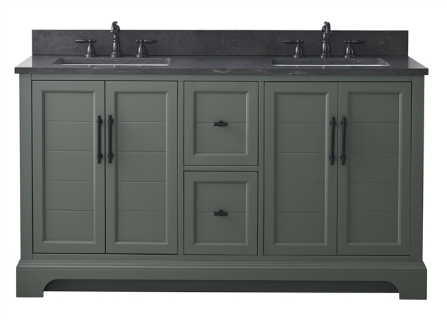 Vanity Art Vannes 60" Double Sink Bathroom Vanity -Vintage Green