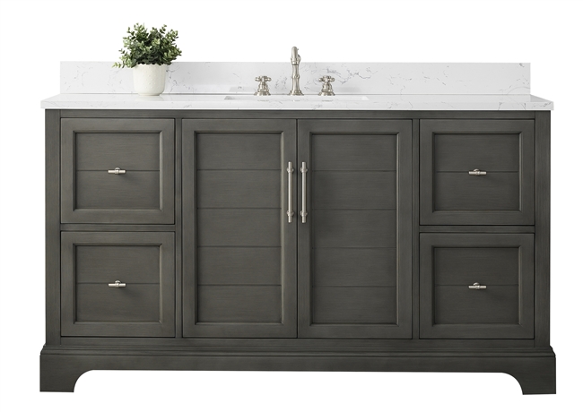 Vanity Art Vannes 60" Single Sink Bathroom Vanity -Silver Grey